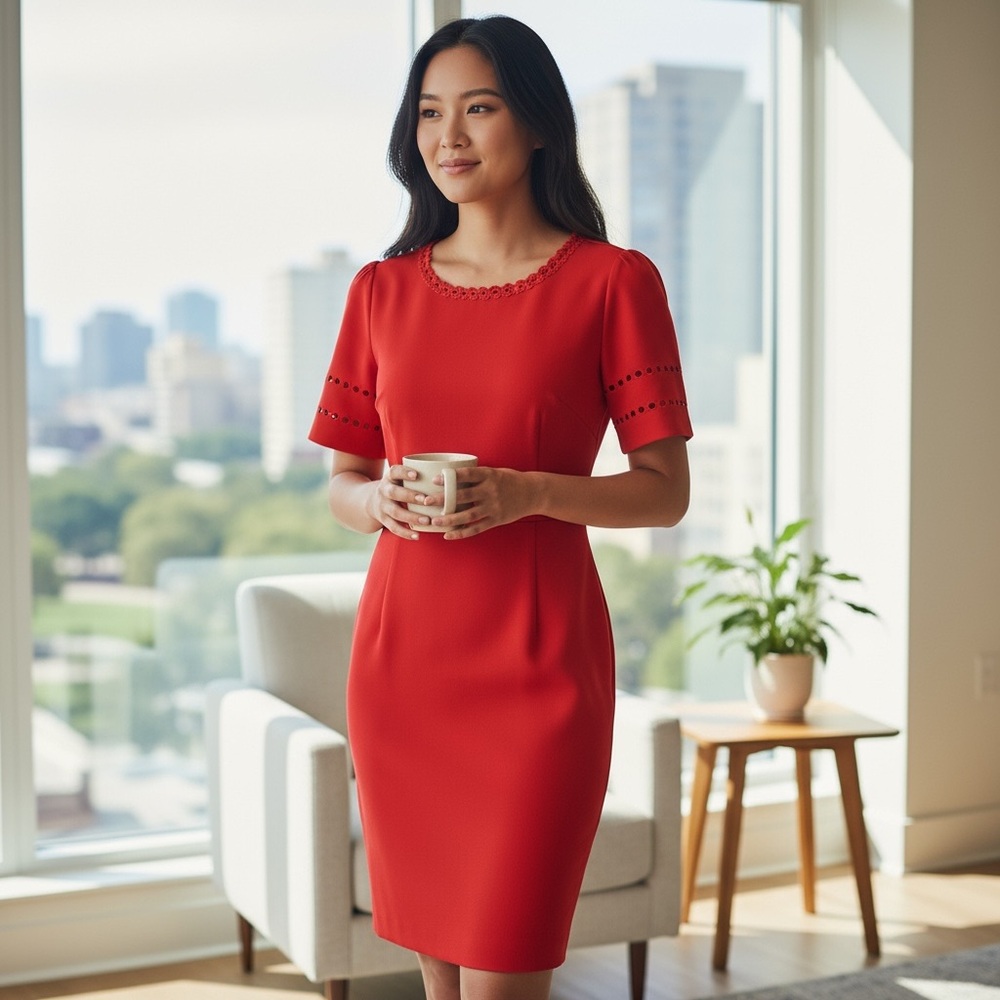 Calvin Klein | Red Dress for Women Size 2 Small - Picture 3 of 16